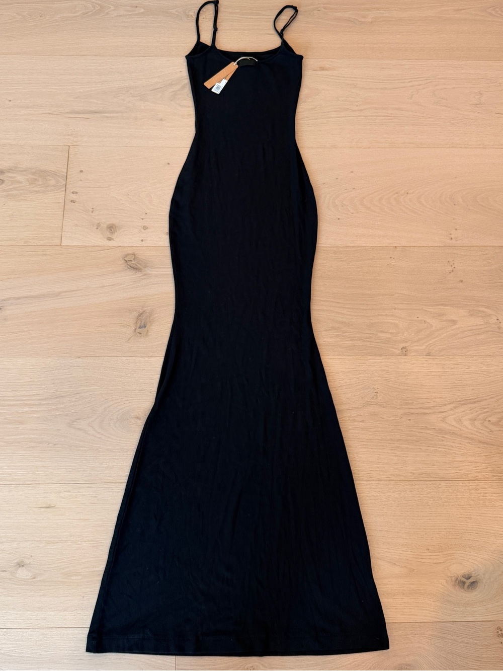 NWT Skims ribbed Soft Lounge Long Black adjustable strap slip Dress small